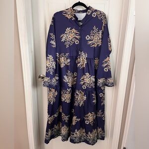 Floral Navy Blue Maxi Dress